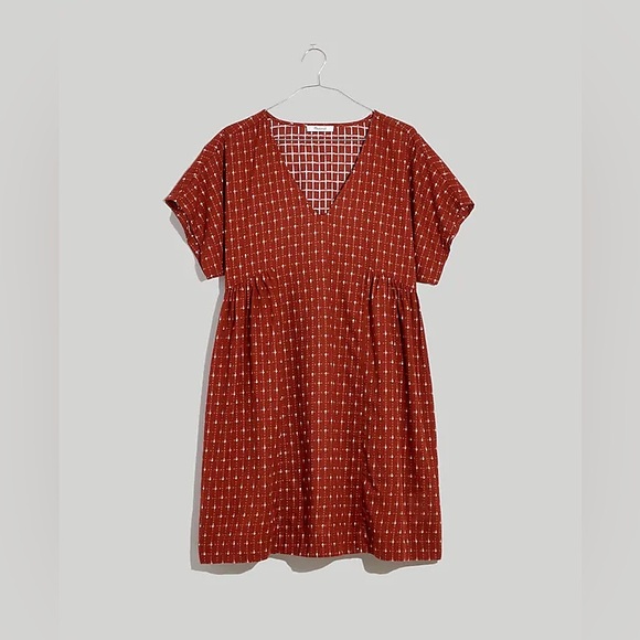 NWOT Madewell Jacquard Dolman-Sleeve Mini Dress - Medium - Burnt Orange - Picture 2 of 9